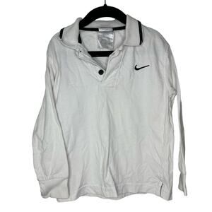 Vintage Nike Kids Medium Rugby Polo Longsleeve White Athletic 90s‎ Red Tag